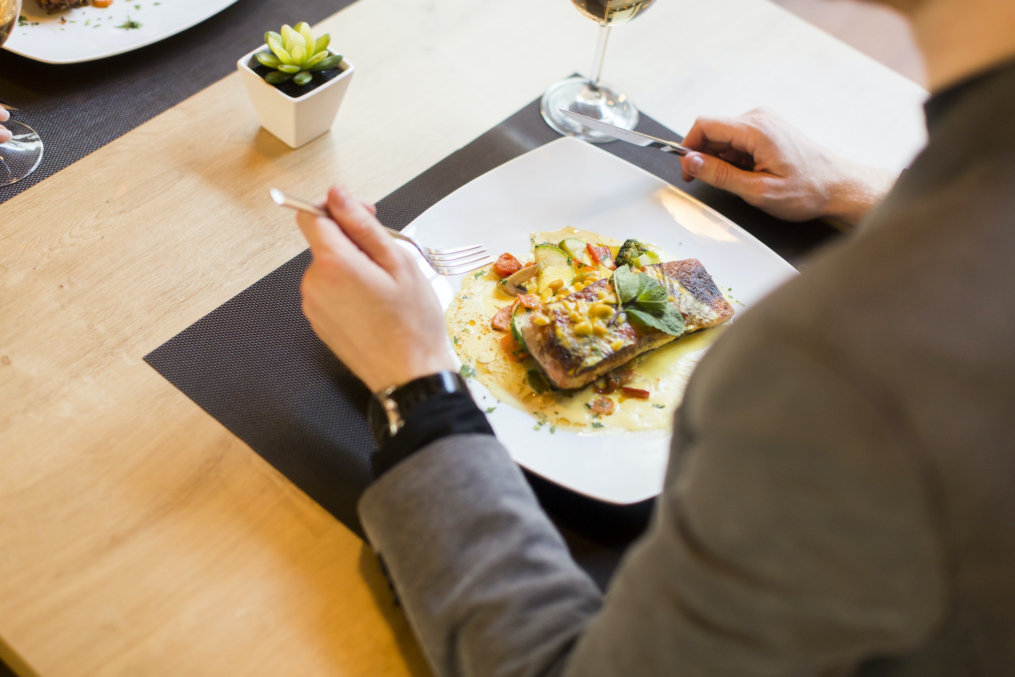 Young man in restaurant